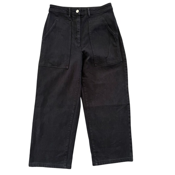 Wilfred Denim - Wilfred Free Aritzia Black Wide Leg Patch Pocket‎ Denim Pants Size 6